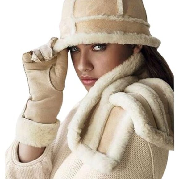 UGG Accessories - UGG Australia Oatmeal Sheepskin Bucket Hat